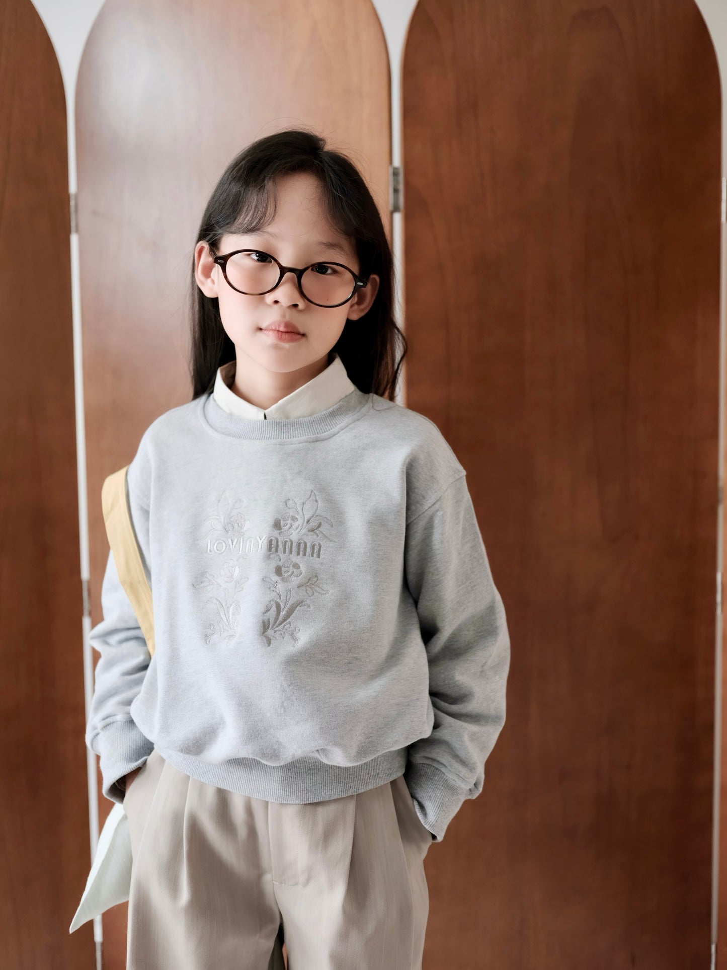 Embroidered Sweatshirt – Light Grey