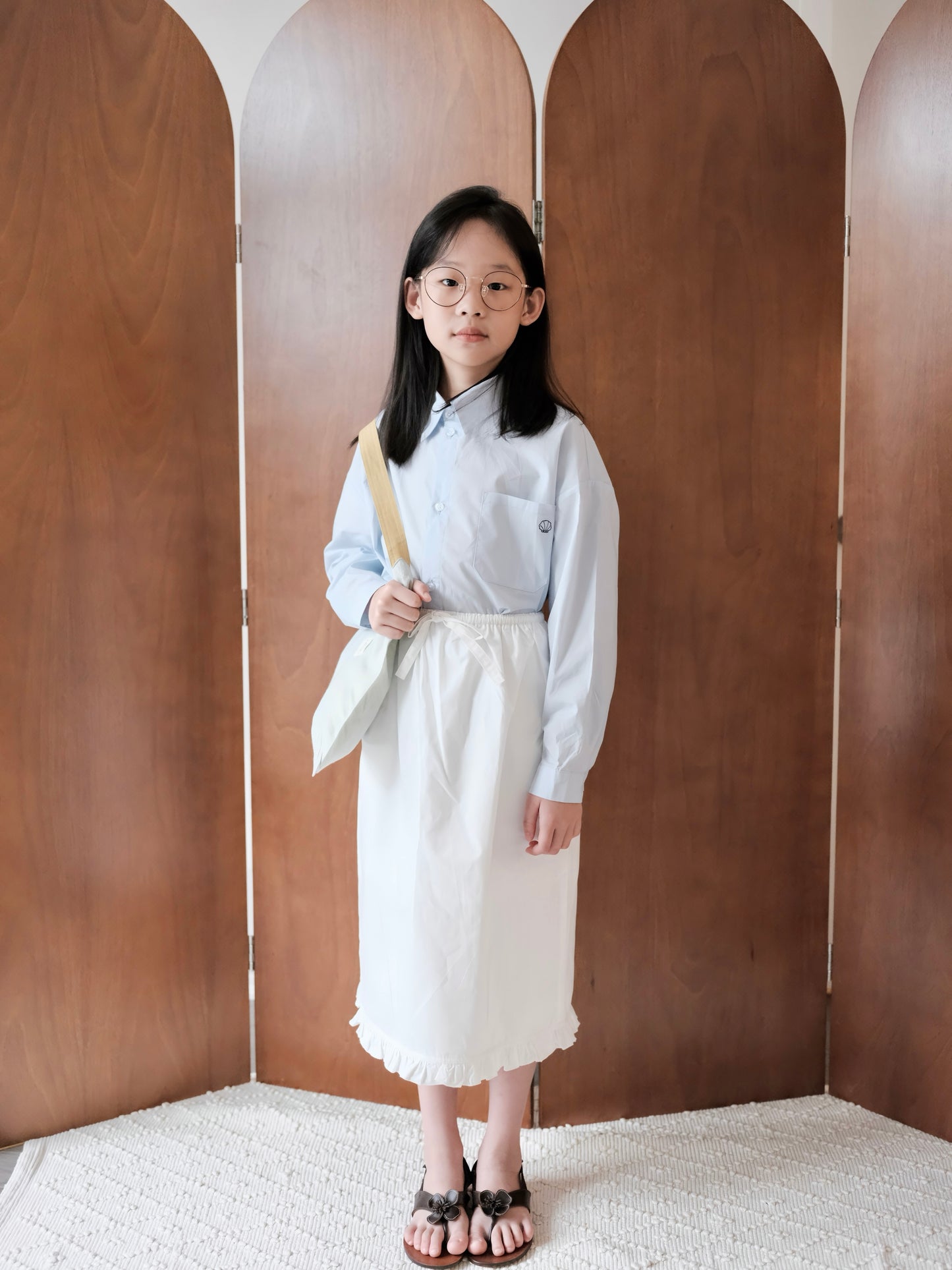 Shell Embroidered Shirt – Light Blue