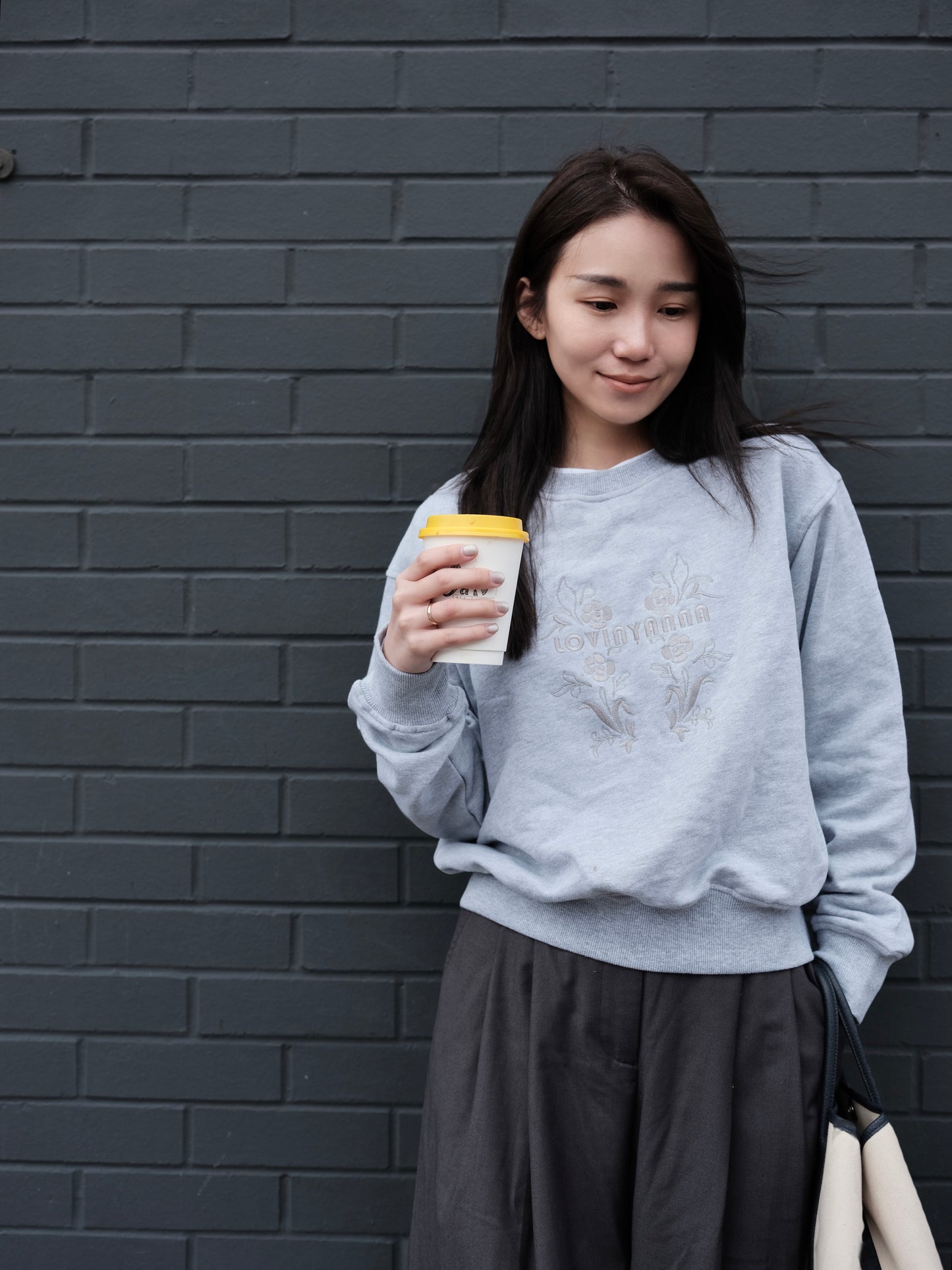Embroidered Sweatshirt – Light Grey
