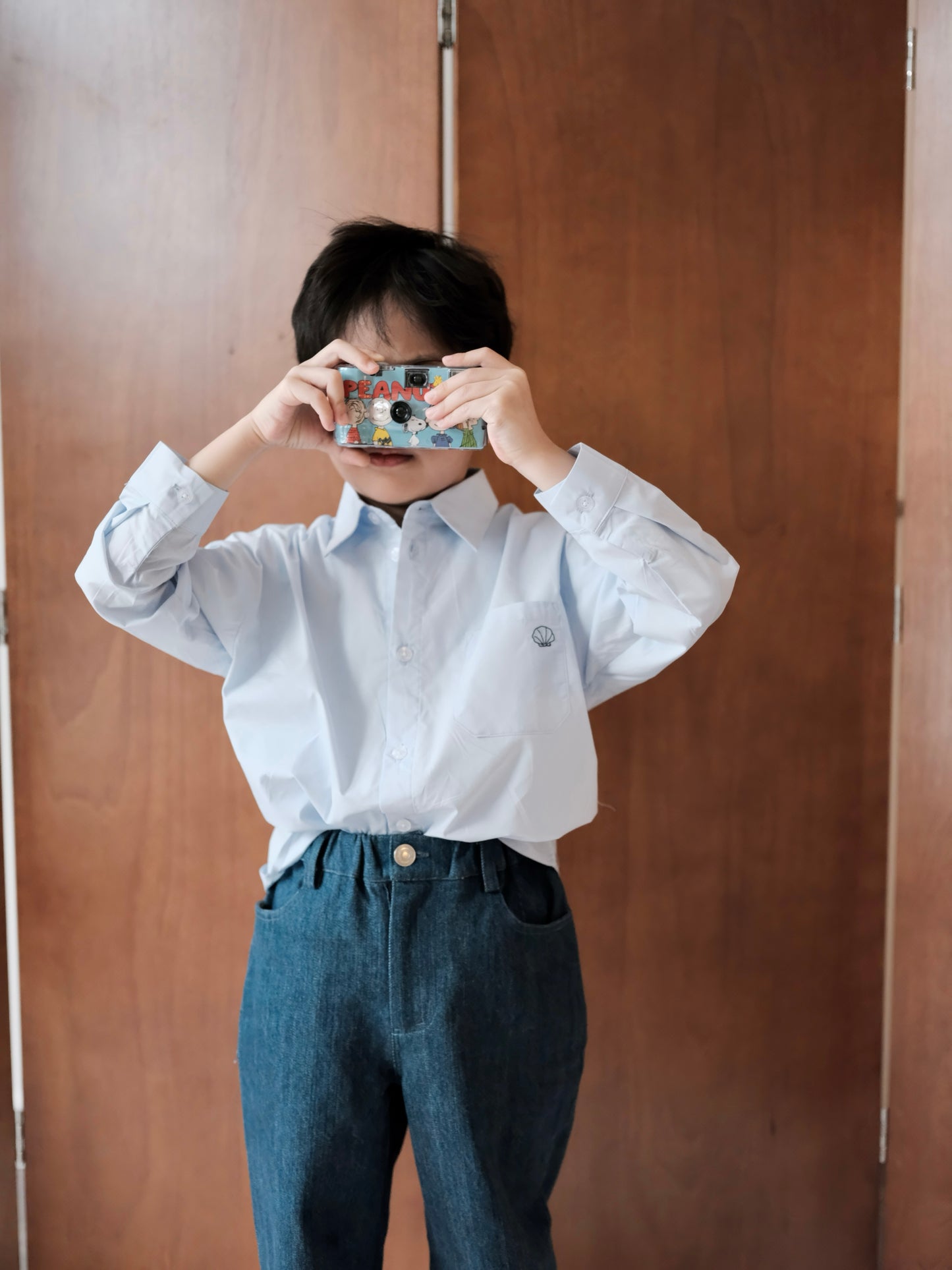 Shell Embroidered Shirt – Light Blue