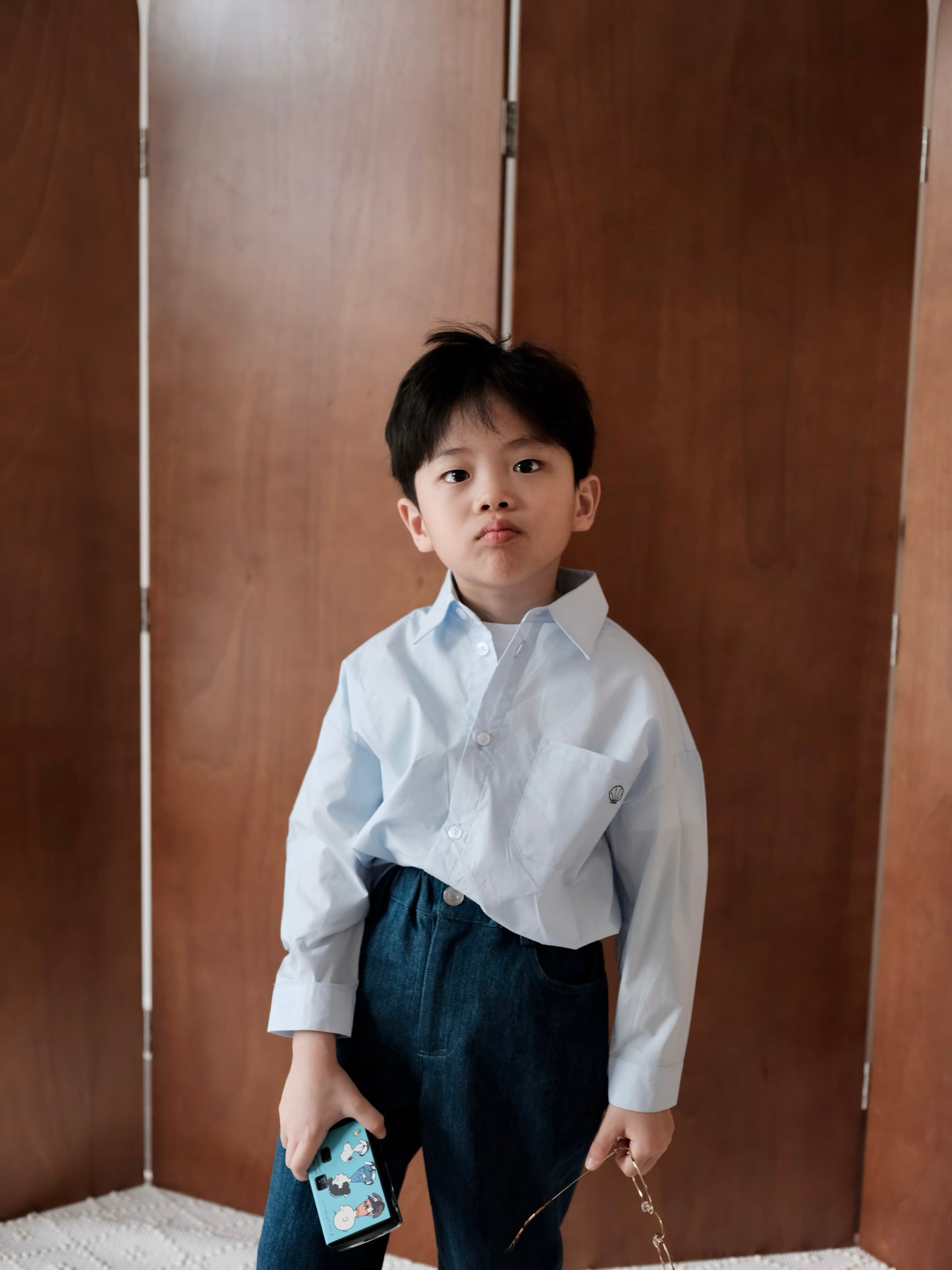 Shell Embroidered Shirt – Light Blue