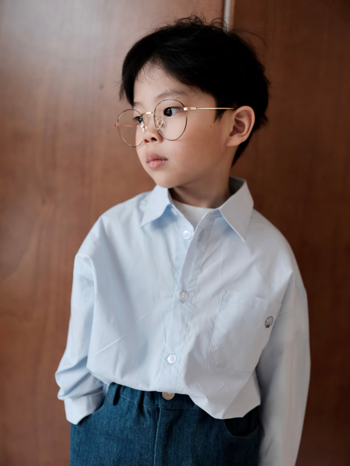 Shell Embroidered Shirt – Light Blue
